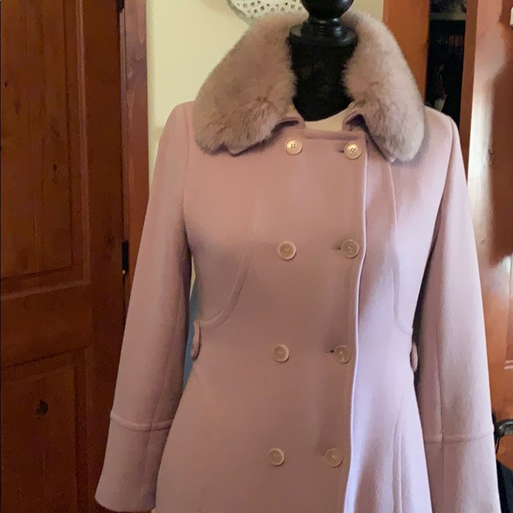 Violet coat with fox collar